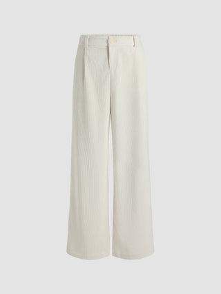 Beige Wide Leg Trousers