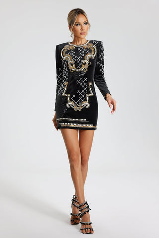 Bess Pearl Mini Dress (M / Black)