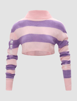 Black&White Striped Turtle Neck Sweater