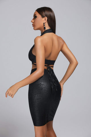 Blacl Metallic Mini Bandage Dress (XL / Black)