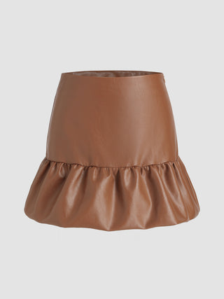 Blooming Faux Leather Mini Skirt