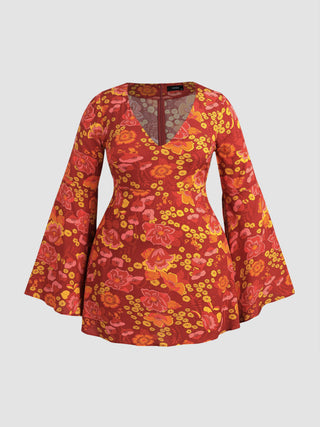 Blossom Floral Mini Dress Curve & Plus (4XL / Carmine)