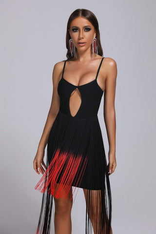 Blow Tassel Mini Bandage Dress (M / Black)