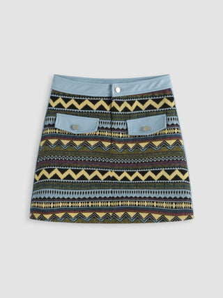 Boho Geometric Striped Mini Skirt