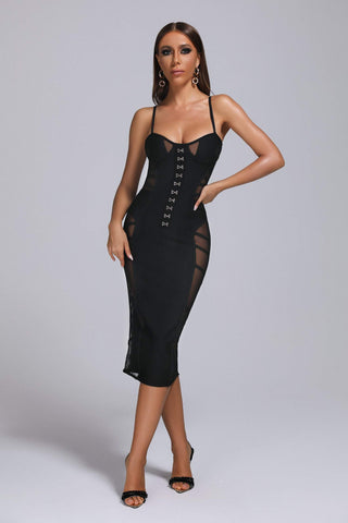 Bossy Mesh Mini Bandage Dress (M / Black)