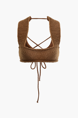 Braided Tie Cami Top (M / COFFEE)