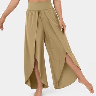 Breezeful™ High Waisted Back Waistband Pocket Palazzo Flowy Split Wide Leg Quick Dry Casual Pants