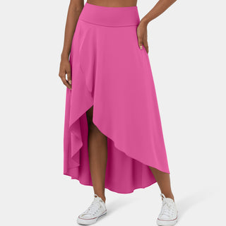 Breezeful™ High Waisted High Low Ruffle 2-in-1 Flowy Quick Dry Casual Regular Maxi Skirt