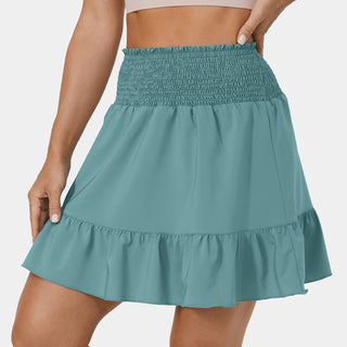 Breezeful™ High Waisted Shirred Ruffle Hem 2-in-1 A Line Quick Dry Dance Skirt