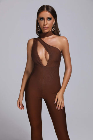 Brenda Bandage Jumpsuit (M / Brown)