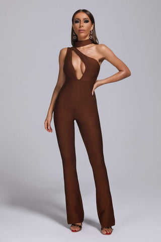 Brenda Bandage Jumpsuit (S / Brown)