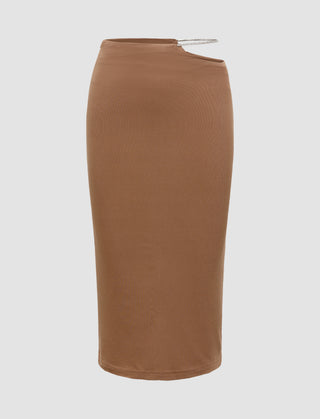 Brown Cut Out Long Skirt