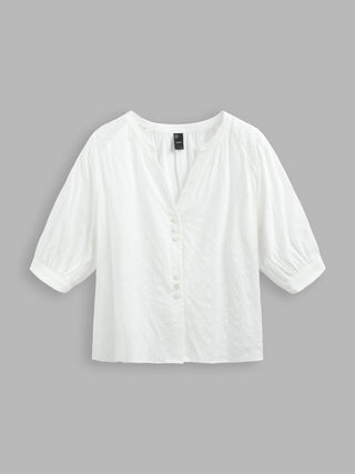 Button Mid Sleeve Blouse