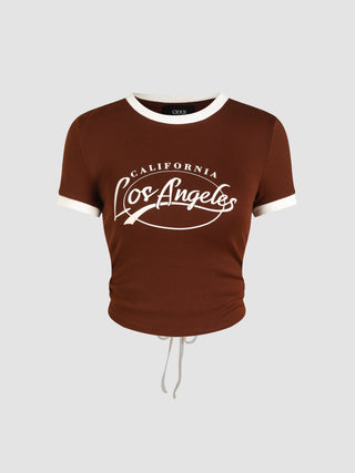 California Los Angeles Letter Knotted Short Sleeve Tee