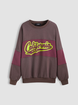 California Terry Round Neck Patchwork Sweatshirt