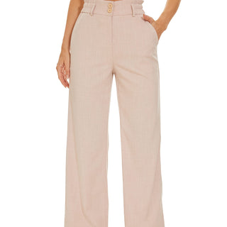 DECIVI Women Wide Leg Linen Pants Elastic Waist High Rise Work Casual Long Trousers