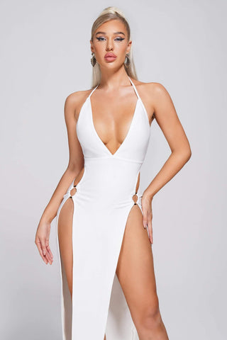 Celo Slit Midi Bandage Dress (M / White)