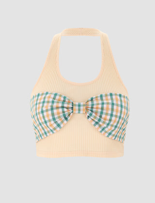 Check Bow Yellow Tank Top