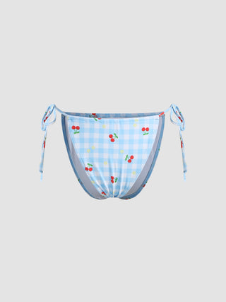 Check & Cherry Tie Side Bikini Bottom