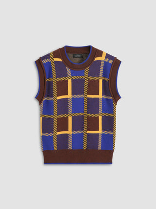 Check Pattern Knit Vest