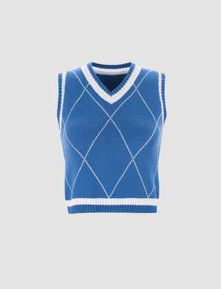 Check Pattern School Girl Sweater Vest