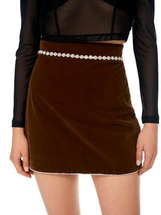 Chocolate Browne Diamond Waist Mini Skirt