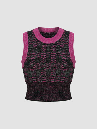 Chunky Cable Knit Contrasting Binding Crop Vest