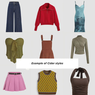 a collection of women ' s clothing and accessories