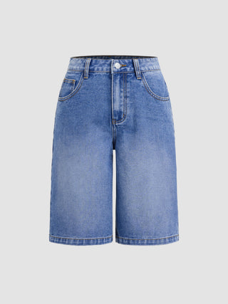 Cider Denim Mid Rise Pocket Straight Leg Shorts