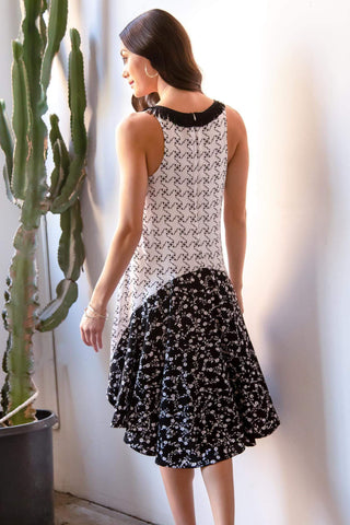 Claire Dress - Black & White Floral