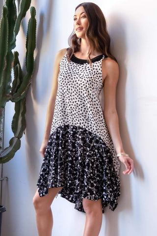 Claire Dress - Black & White Floral