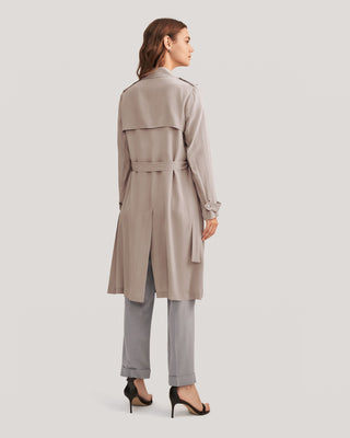 Classic Double-Breasted Silk Trench Coat