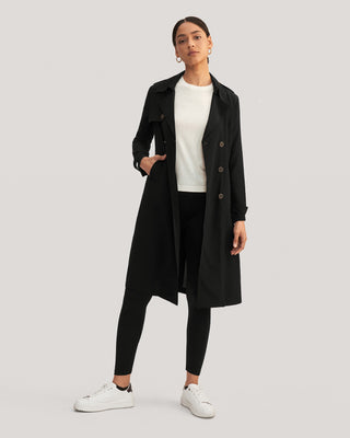 Classic Double-Breasted Silk Trench Coat