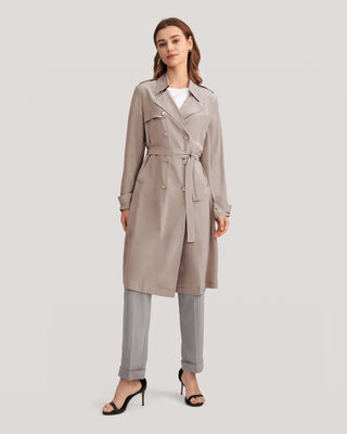 Classic Double-Breasted Silk Trench Coat