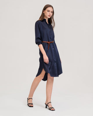 Classic Freesia Silk Shirt Dress