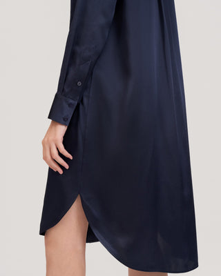 Classic Freesia Silk Shirt Dress