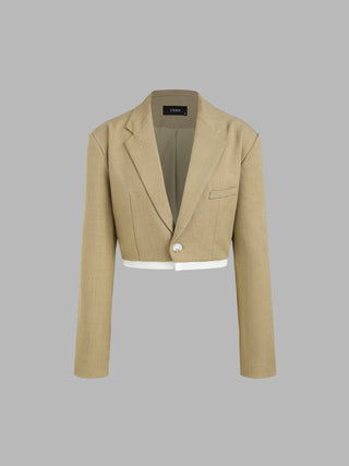 Collar Button Crop Blazer