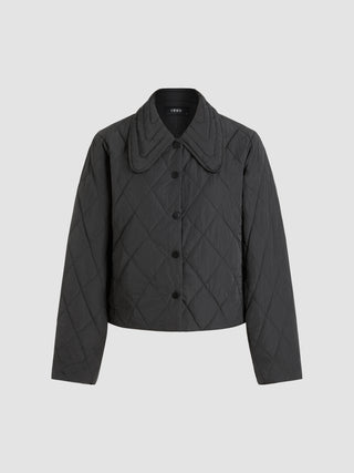 Collar Quilted Pocket Button Puffer Jacket