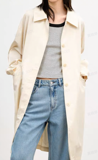 Collar Solid Button Trench Coat