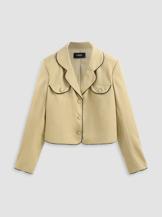 Collar Solid Contrasting Binding Blazer