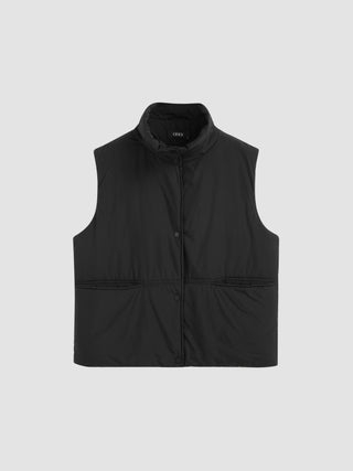 Collar Solid Pocket Puffer Vest