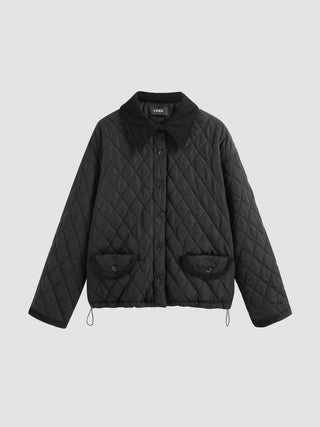 Collar Solid Quilted Pocket Puffer Jacket