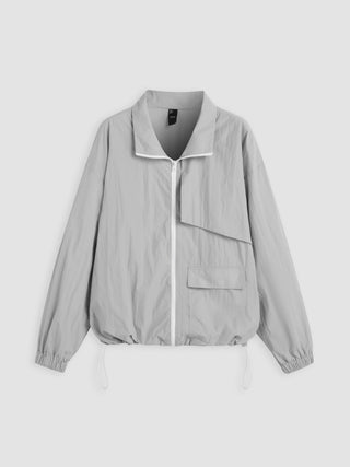 Collar Solid Zipper Windbreaker