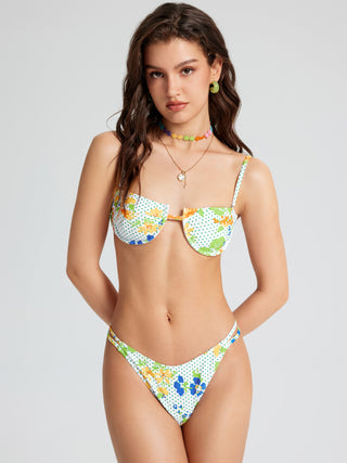 Color Floral Polka Dot Underwire Bikini Swimsuit