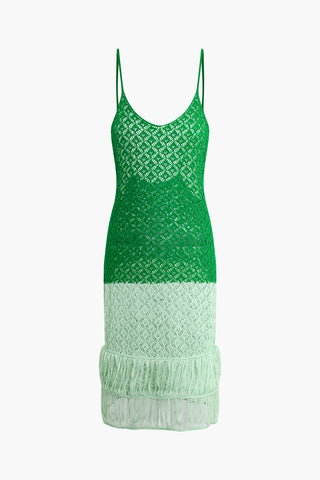 Contrast Crochet Slip Midi Dress (M / Contrast Color)