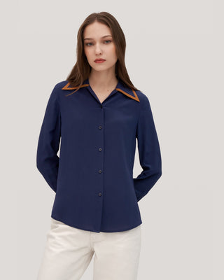 Contrast Piping Silk Willow Shirt