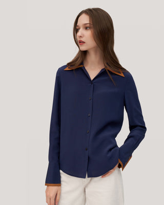 Contrast Piping Silk Willow Shirt