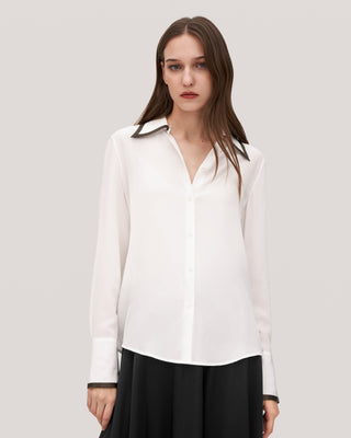 Contrast Piping Silk Willow Shirt