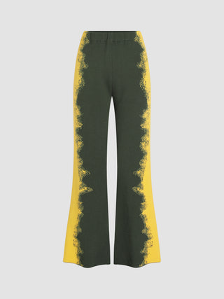 Contrasting Knitted Flared Trousers