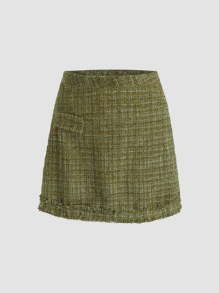 Contrasting Trim Tweed Mini Skirt